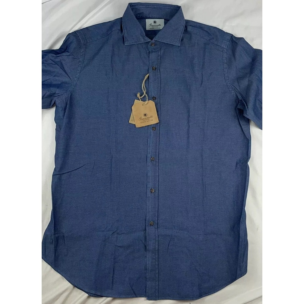 Giannetto Blue Patterned Washing Division Mens Button Front‎ Size 16.5/42 NWT - Picture 3 of 7